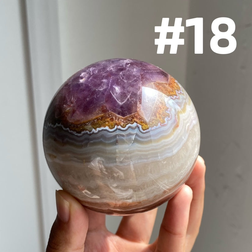 Amethyst x Crazy Lace Agate Sphere