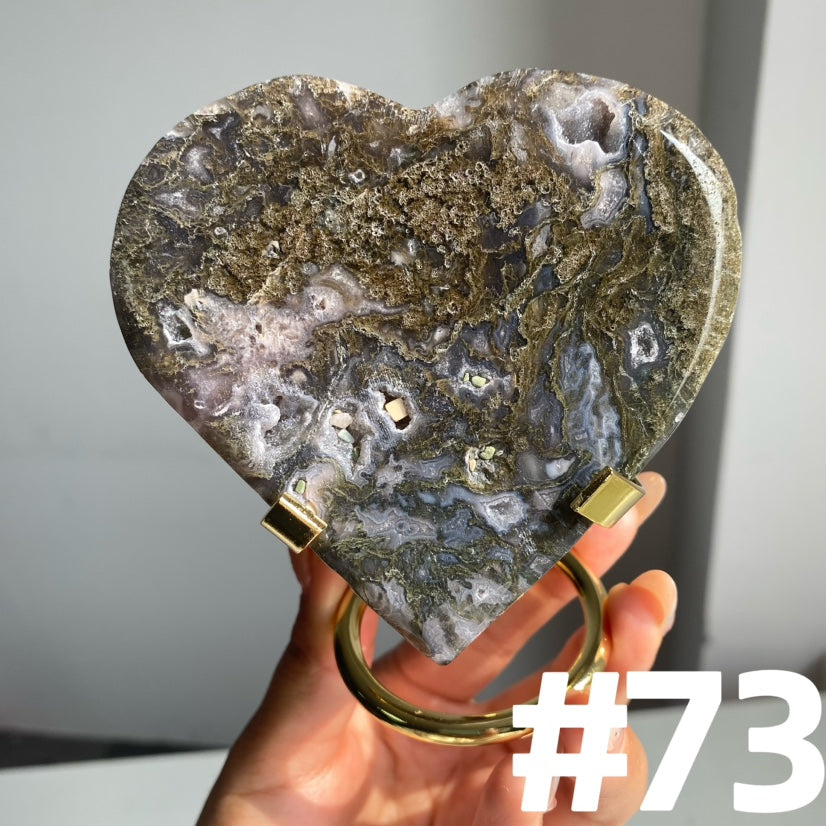 Moss Agate Moons & Hearts