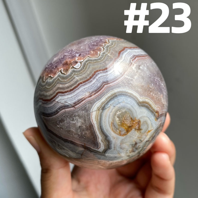 Amethyst x Crazy Lace Agate Sphere