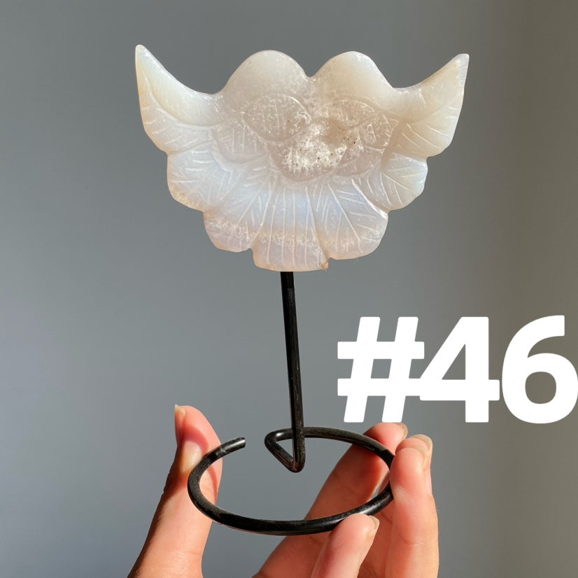 Druzy Agate Heart Wings