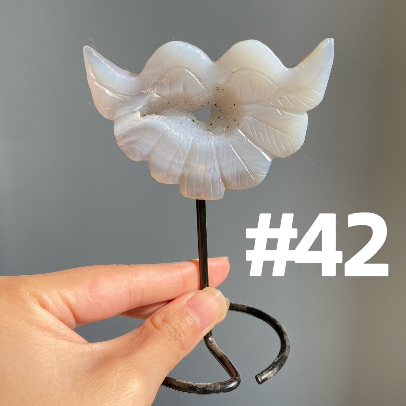 Druzy Agate Heart Wings