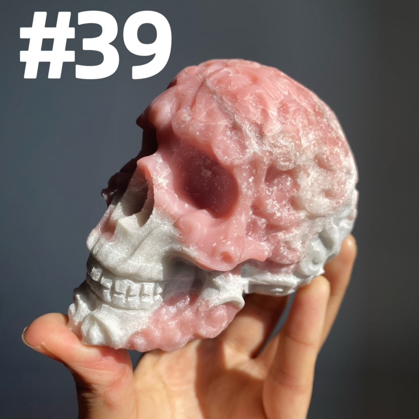 Pink Opal Flower Skull