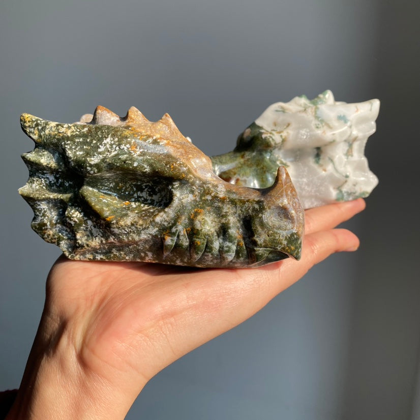 Clearance Moss Agate Dragon Head