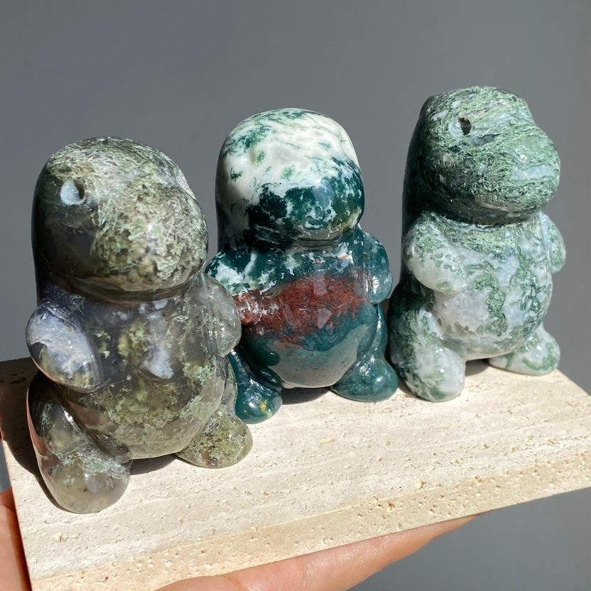 Moss Agate Cute Dinosaur