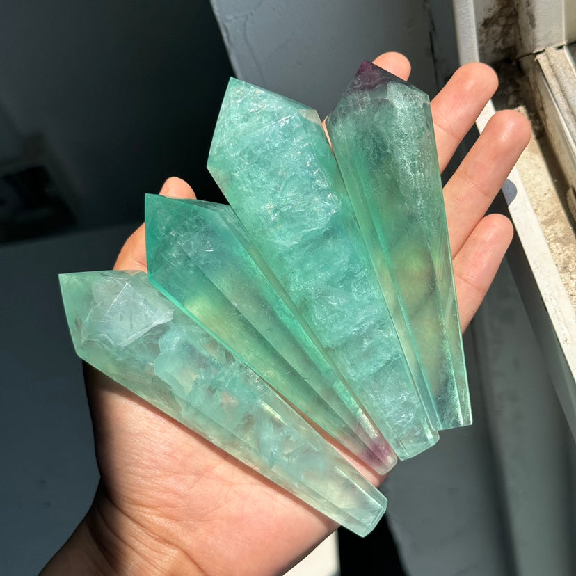 Baja Blast Fluorite Wand on stand