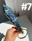 Moss Agate Wand on stand