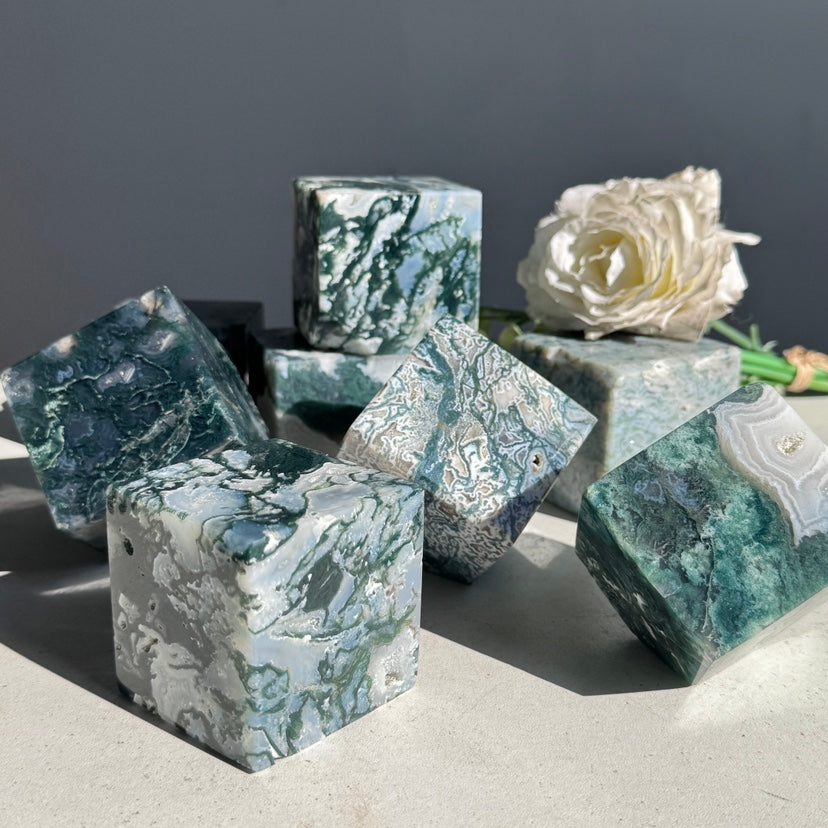 Moss Agate Cubes