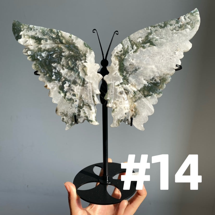 Moss Agate Big Butterfly Wings