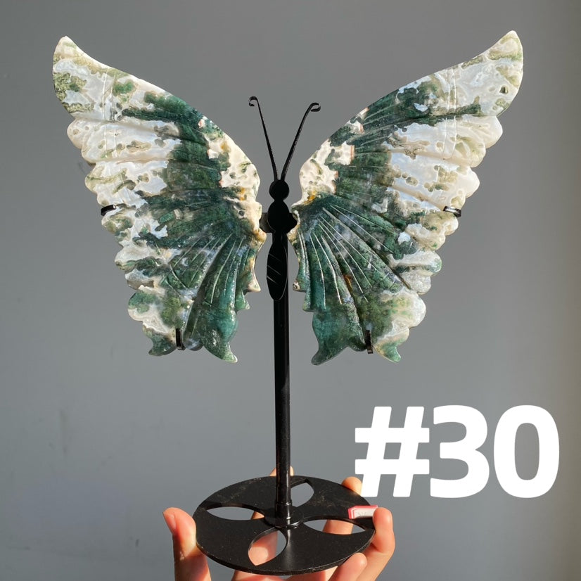 Moss Agate Big Butterfly Wings