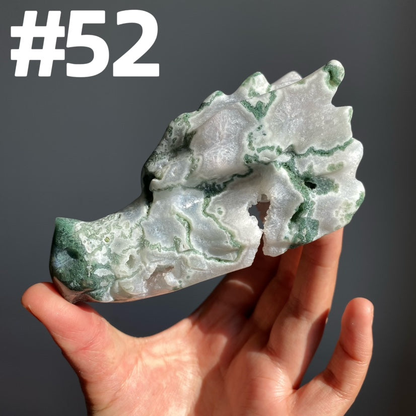 Moss Agate Dragon Head