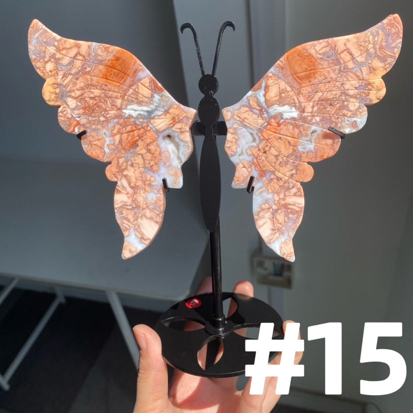 Pink Agate Butterfly Wings