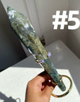 Moss Agate Wand on stand