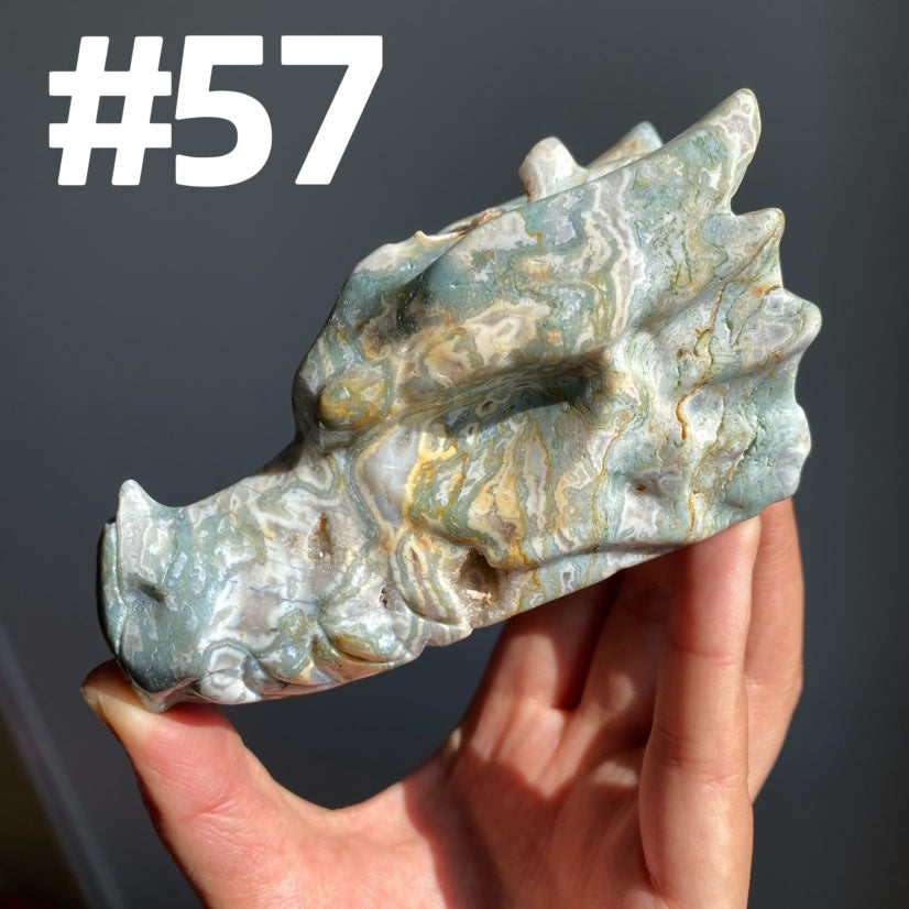 Moss Agate Dragon Head