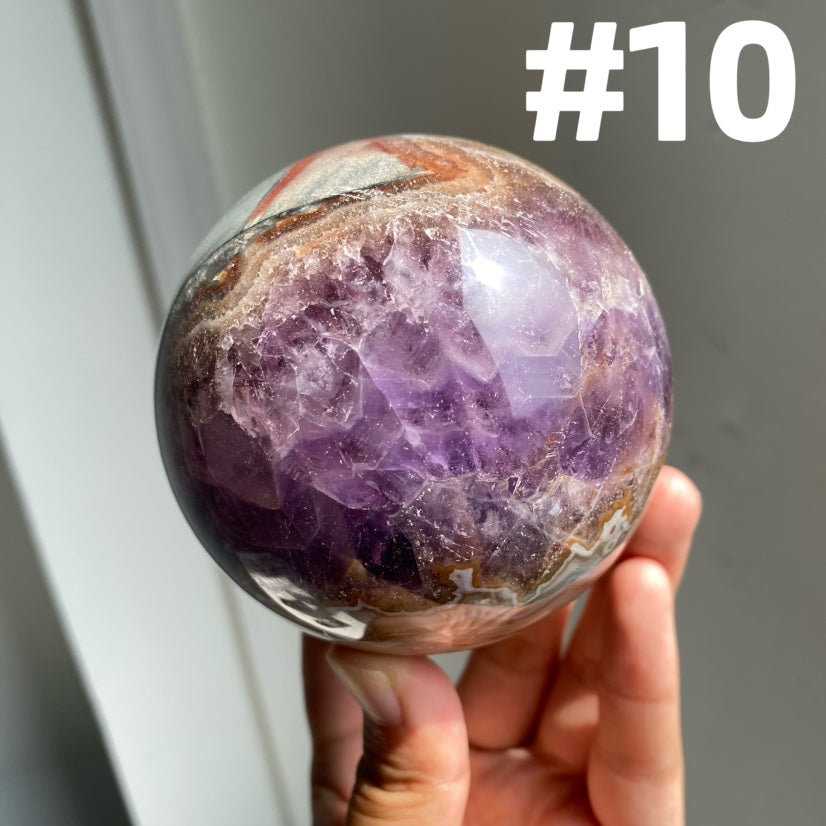 Amethyst x Crazy Lace Agate Sphere