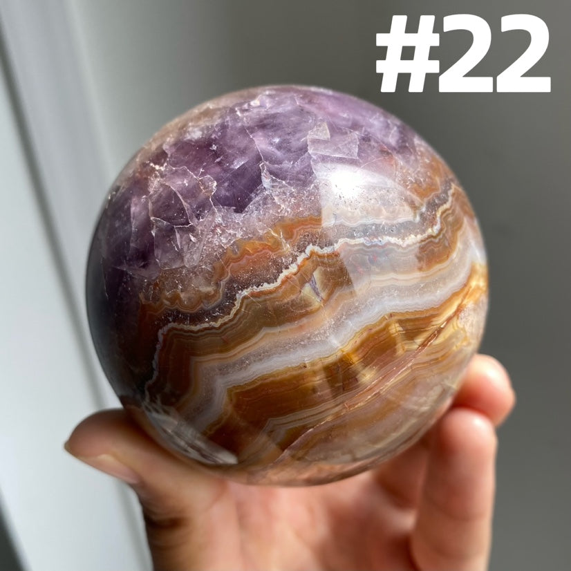 Amethyst x Crazy Lace Agate Sphere