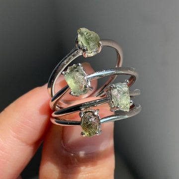 Real Moldavite Rings