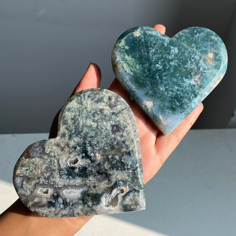 Moss Agate Heart Slab