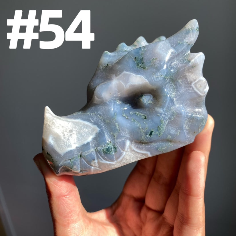 Moss Agate Dragon Head