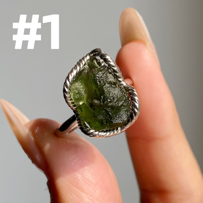 Genuine Moldavite Rings