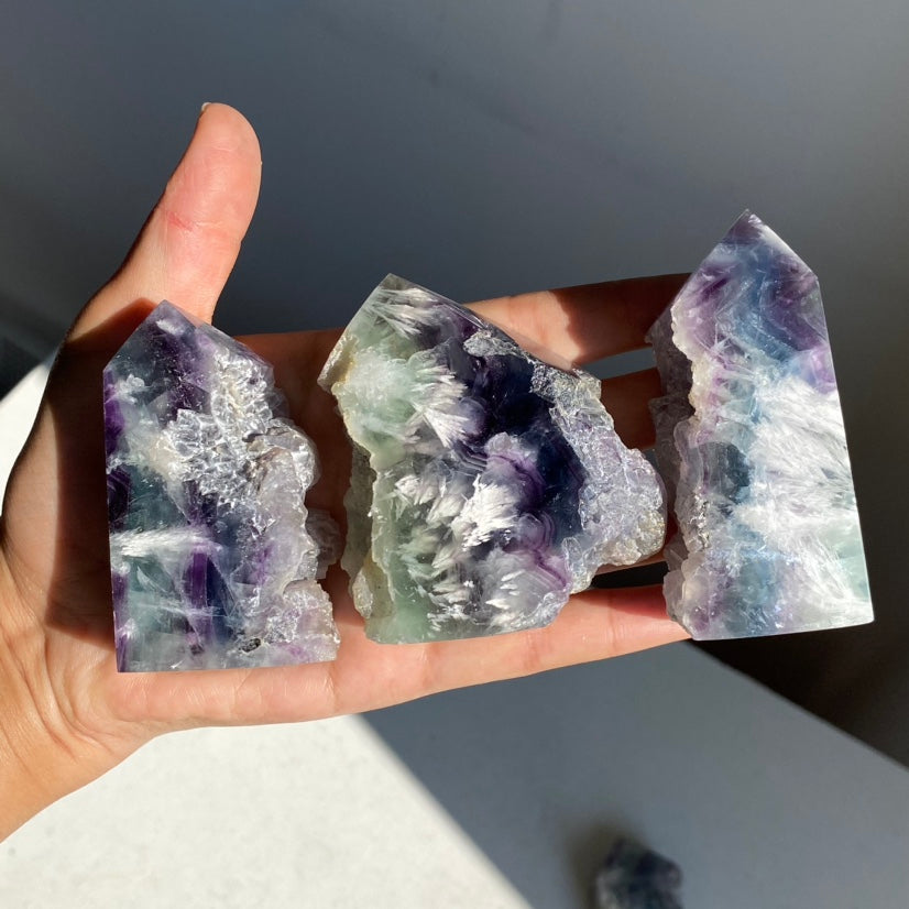 Haf Raw Snowflake Fluorite Tower