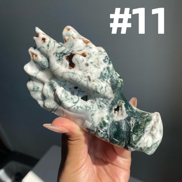 Moss Agate Dragon Head