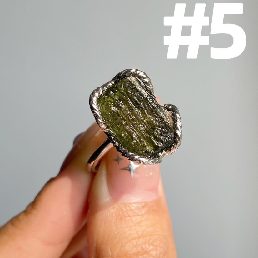 Genuine Moldavite Rings