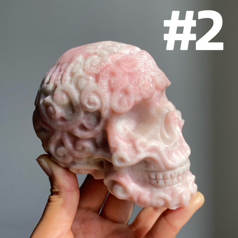 Pink Opal Flower Skull