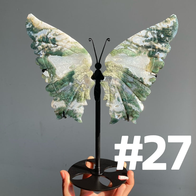 Moss Agate Big Butterfly Wings