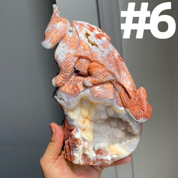 Pink Agate Foxes and Dragons