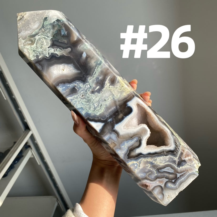 Big Moss Agate Tower