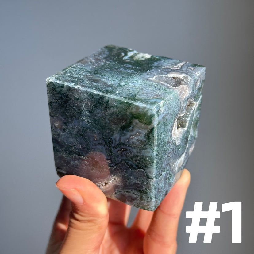 Moss Agate Cube