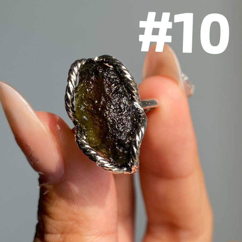 Genuine Moldavite Rings