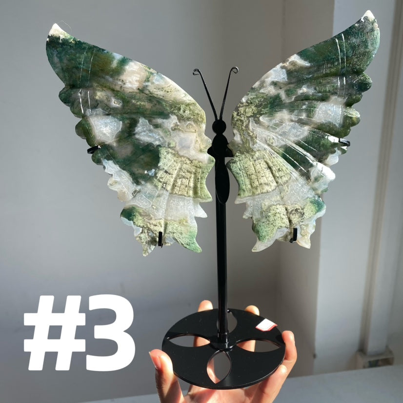 Moss Agate Big Butterfly Wings