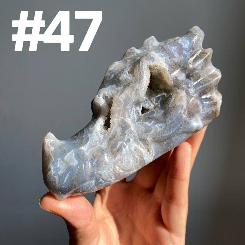 Moss Agate Dragon Head