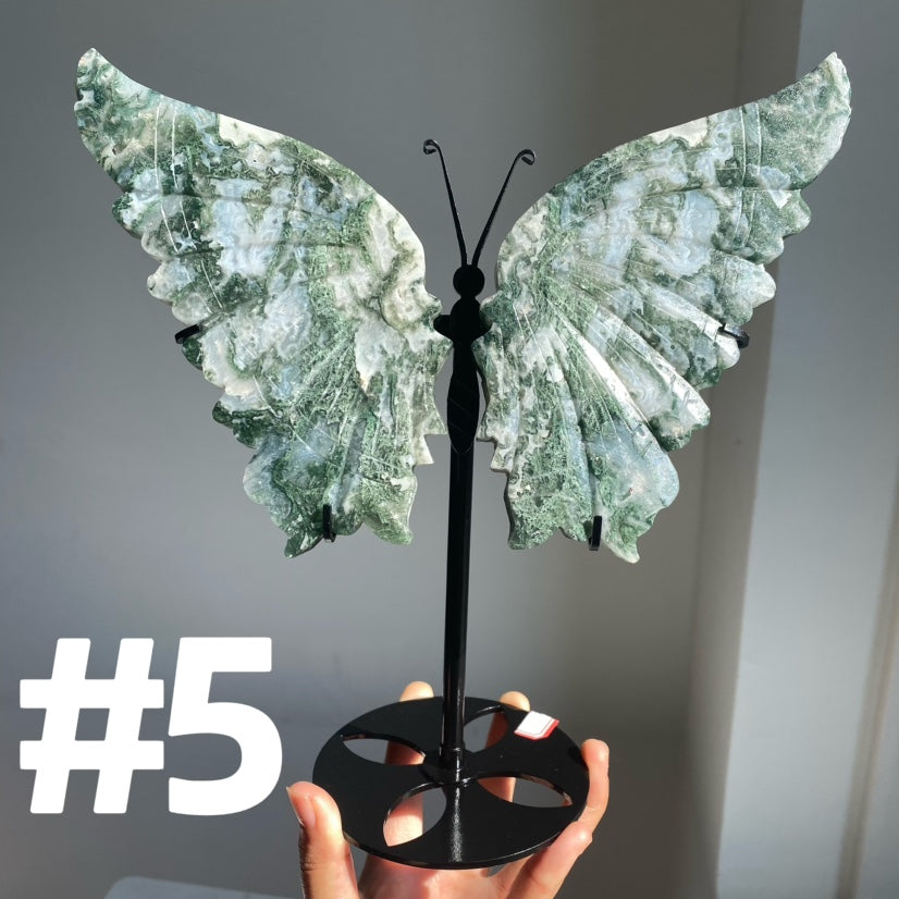 Moss Agate Big Butterfly Wings